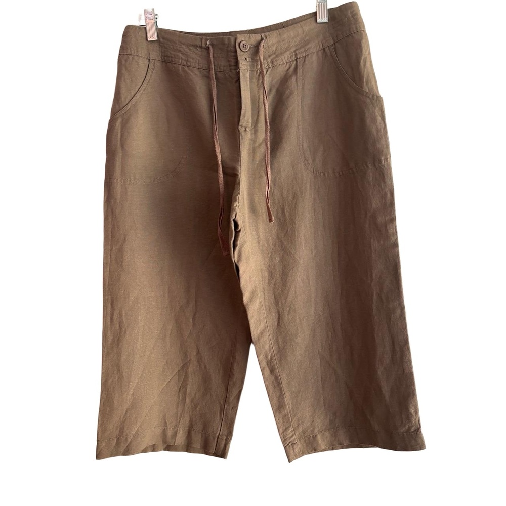 Coldwater Creek Capri Womens Size P6 Brown Linen Rayon Drawstring Casual Relaxed - Picture 2 of 12